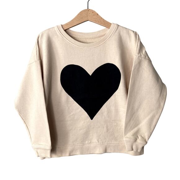 Elisabeth + Faith Valentine's Day Heart Sweatshirt - Cream Black - 6T - Picture 1 of 5